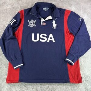 Vintage Polo Ralph Lauren RL Snow Polo Challenge Cup USA Rugby Shirt Men's XLT